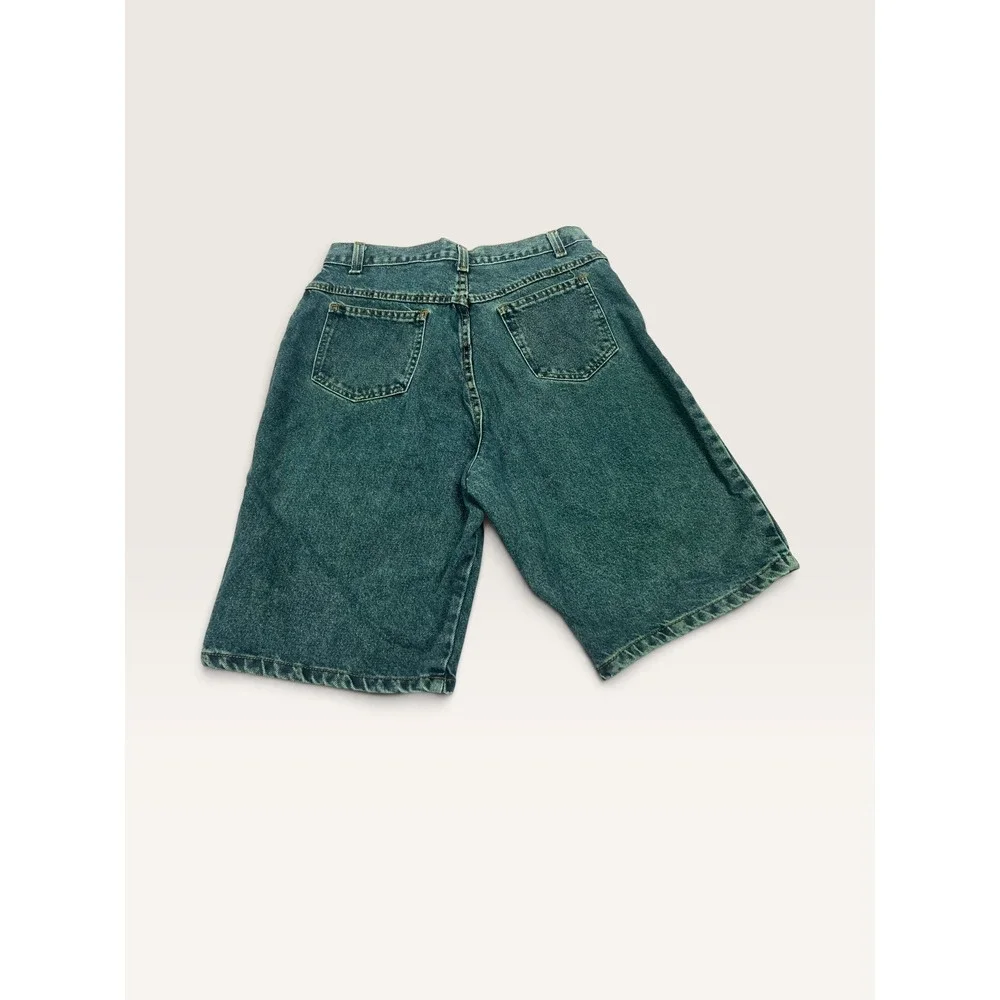 Vintage Forenza Womens Size 14 Teal Green Denim Bermuda Shorts High Waist 90s
